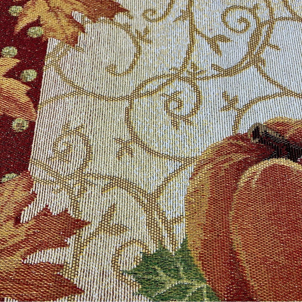 Pair of Placements (2) Pumpkins and Leaves w/Gold Scrolls Orange Tan Red Bling - Picture 4 of 14